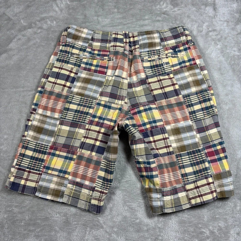 American‎ Eagle Shorts Mens 30 India Madras Patched Plaid Chino Classic Length - Picture 2 of 13